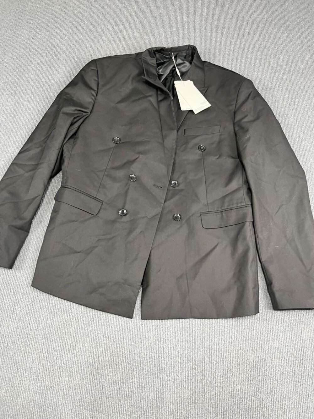 Mogu Mens Black Double-Breasted Blazer 42 NWT